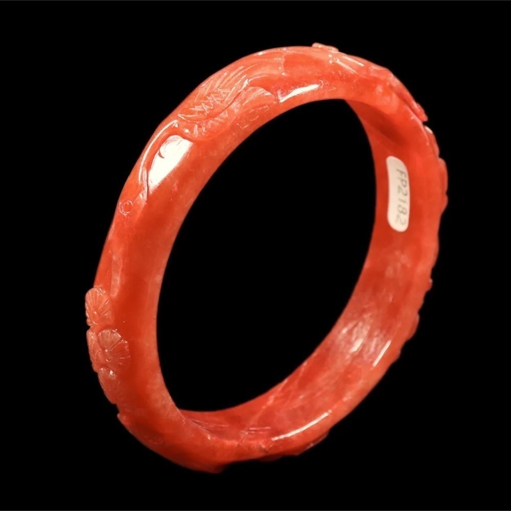 Rare Red Jadeite Jade Chinese Hand Carved 62mm Bangle Bracelet - Picture 8 of 9